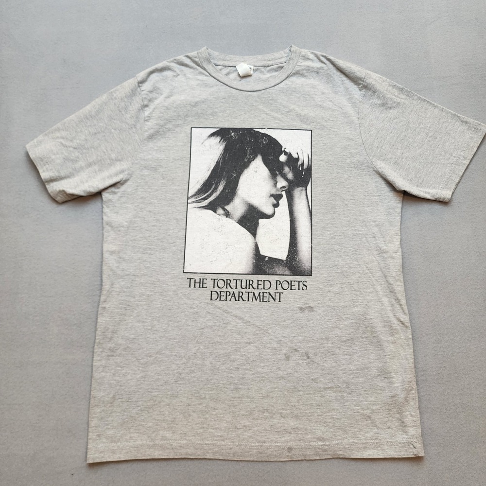 Taylor Swift The Tortured Poets Department T-Shirt Gray Graphic Tee Adult Large